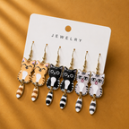 3 Pairs Cat Dangle Earrings
