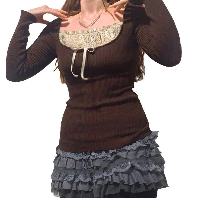 Women Fairy Y2K Laced Top