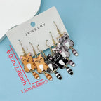 3 Pairs Cat Dangle Earrings
