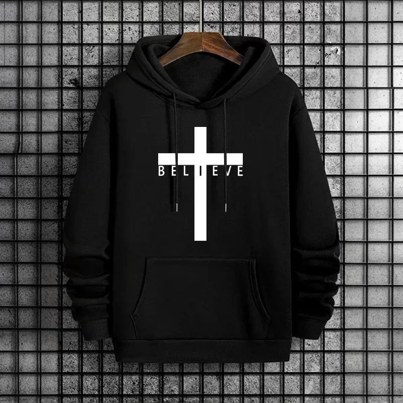 Jesus Cross Printed Hoodie