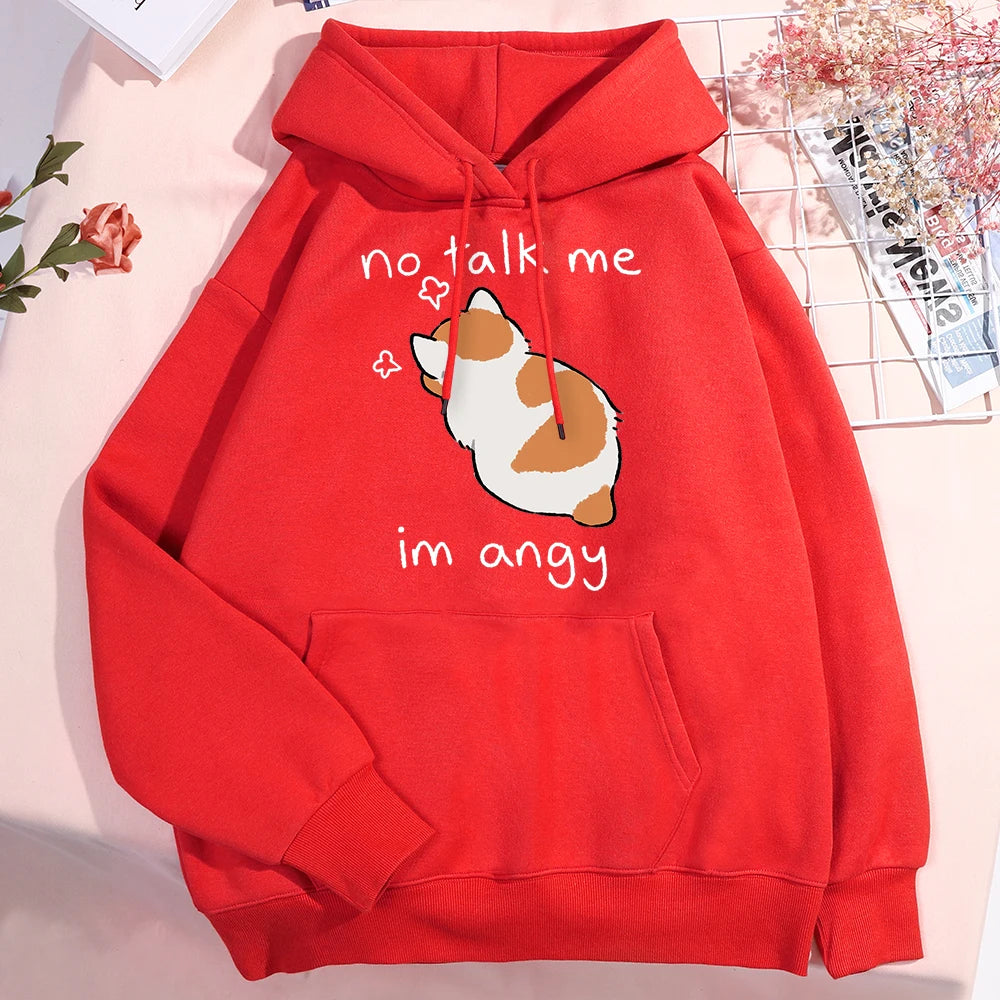 No Talk Me I'm Angy  Cat Pullover Hoodie