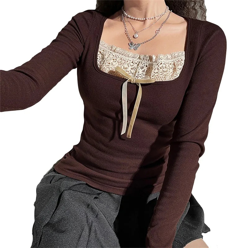 Women Fairy Y2K Laced Top