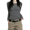 Striped Long Sleeve Y2k Vintage Shirt for Women