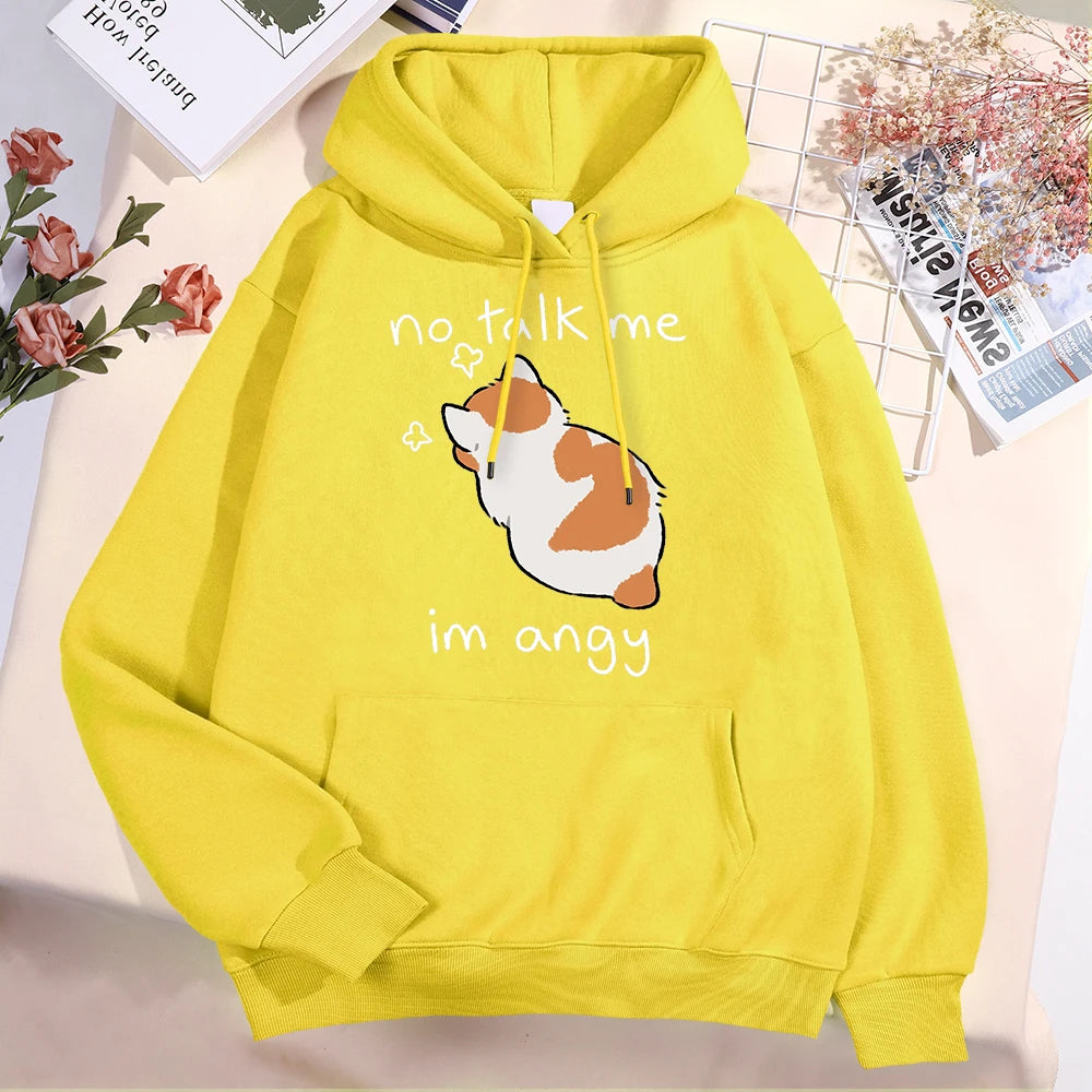 No Talk Me I'm Angy  Cat Pullover Hoodie