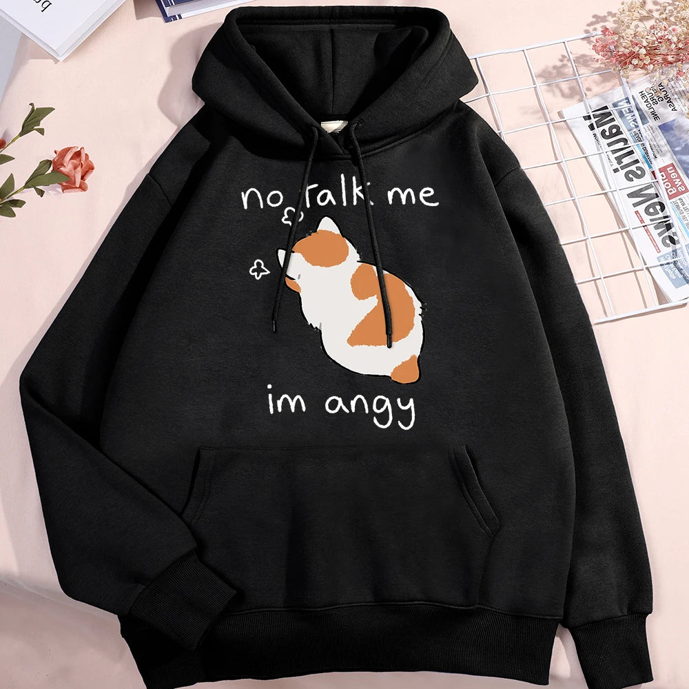 No Talk Me I'm Angy  Cat Pullover Hoodie