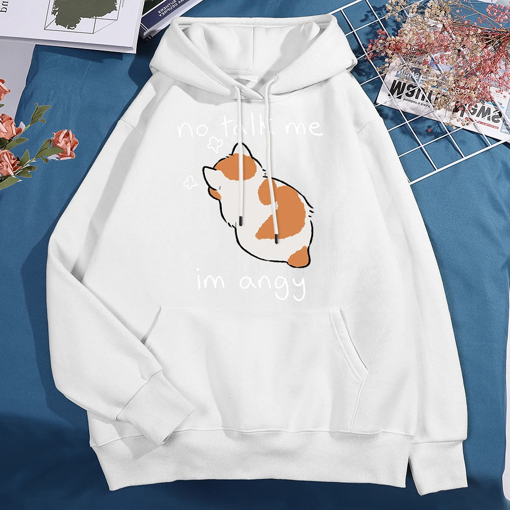 No Talk Me I'm Angy  Cat Pullover Hoodie
