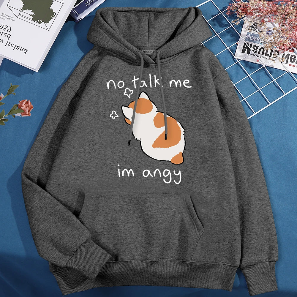No Talk Me I'm Angy  Cat Pullover Hoodie
