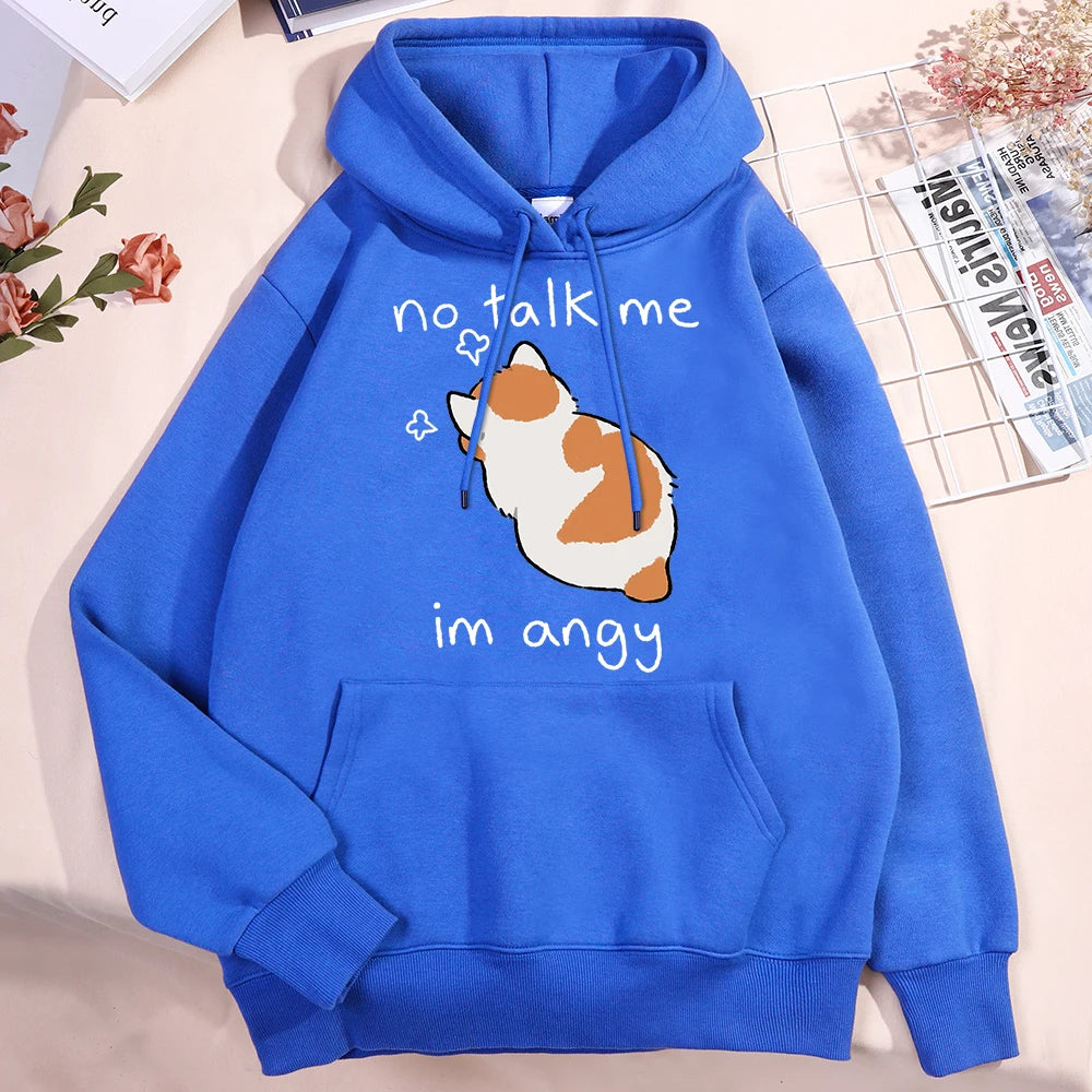 No Talk Me I'm Angy  Cat Pullover Hoodie