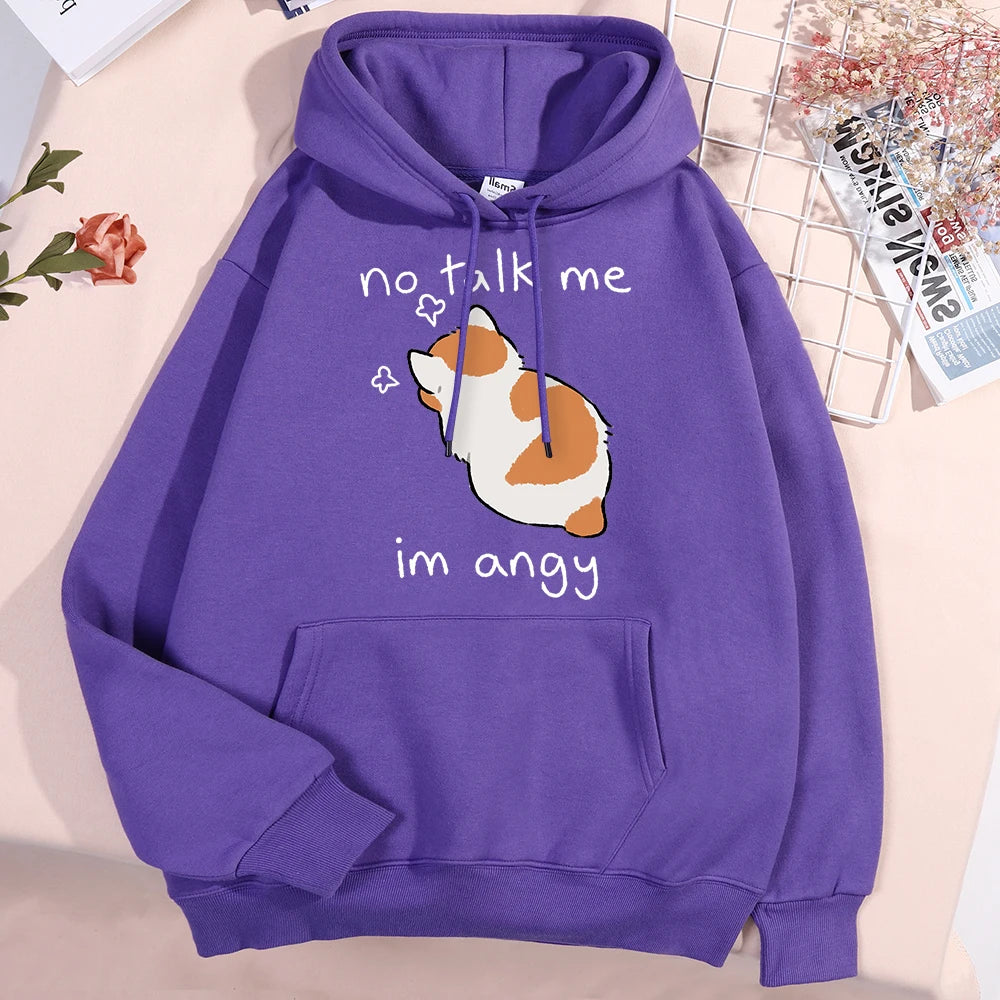 No Talk Me I'm Angy  Cat Pullover Hoodie