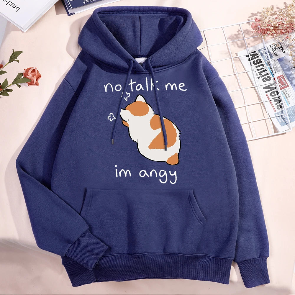 No Talk Me I'm Angy  Cat Pullover Hoodie