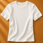 White ribbed t-shirt on a brown background